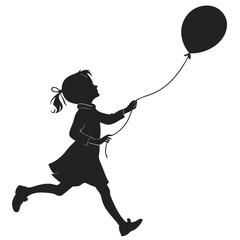 Girl running with balloon string