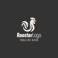 Vintage Black White Rooster Emblem