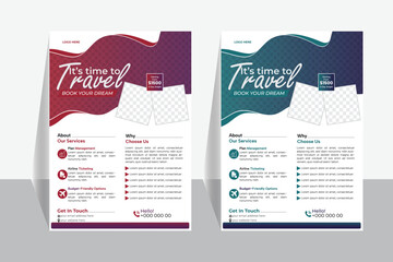 Travel poster or flyer template design . 