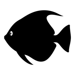 Obraz premium Silhouette of an angel fish with distinct fins and a single eye