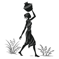 Woman carrying jug on waist
