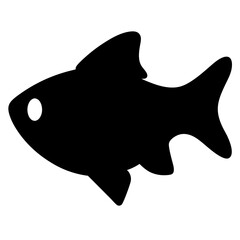 Obraz premium Simple black fish illustration, aquatic animal with fins and tail, silhouette style