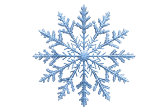 Intricate Snowflake, isolated on a white or transparent background, cut out on PNG, generated AI