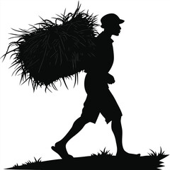 Man carrying bundle of straw
