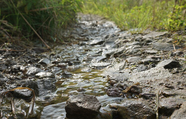 The road to the top of the mountain is full of rocks, you have to be extra careful because it is slippery and prone to landslides
