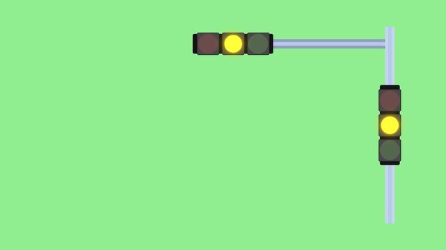 Traffic Light Animation Changing from Red to Yellow to Green. Platforms 2D Objects Animation Flat Cartoon 4K Video. Transparent Alpha Channel. Animated Icon Editable Green Screen Background.