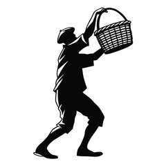 Man lifting basket with both hands