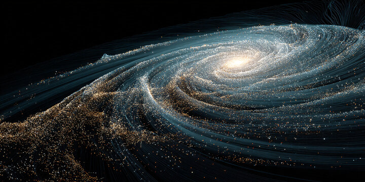 an ethereal digital art piece featuring an abstract background of cosmic patterns, resembling the intricate webwork and veins found in marble, with glowing threads connecting vibrant purples, blues, g