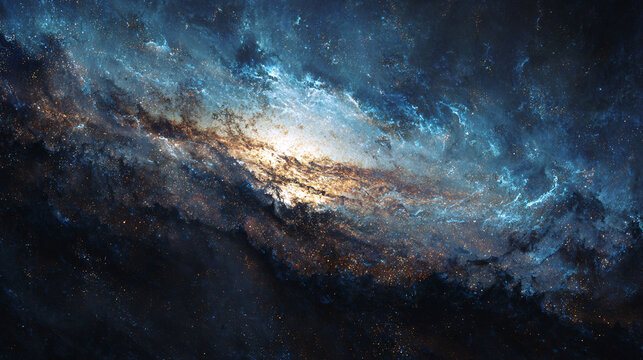 an ethereal digital art piece featuring an abstract background of cosmic patterns, resembling the intricate webwork and veins found in marble, with glowing threads connecting vibrant purples, blues, g