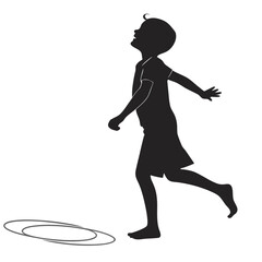 Child skipping barefoot
