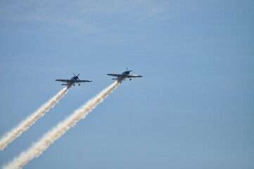 Air Force Halcones leaving a trail of smoke
