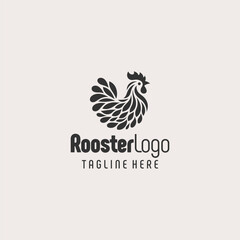 Dynamic Black White Rooster Vector