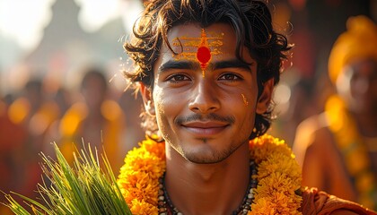 Dashain Festival Nepal family gathering, tika on forehead, jamara grass offering