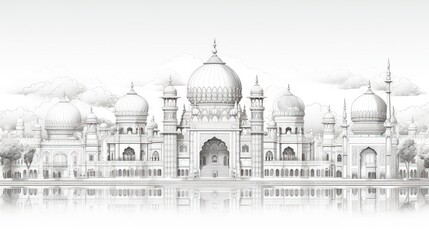Elegant palace architectural sketch