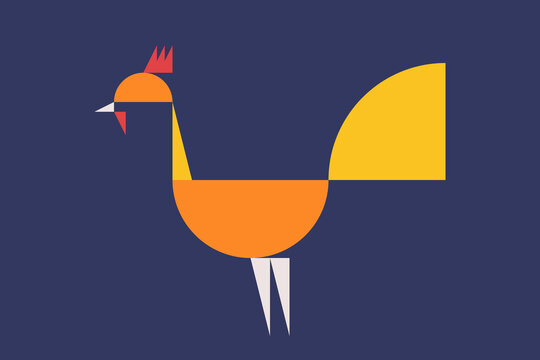 Geometric colorful rooster