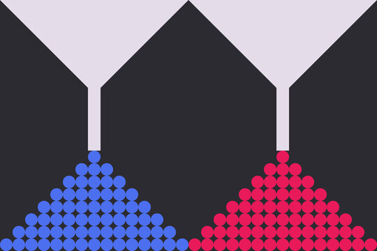 Concept art with two geometric funnels