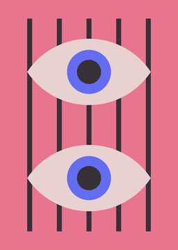 Geometric eyes with eyelashes
