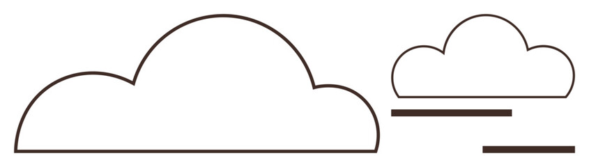 Simplistic cloud design with bold outline and horizontal wind streaks. Ideal for weather, nature, forecasting, internet, communication, data storage, eco-awareness. A clean simple flat metaphor