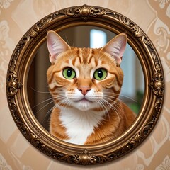 Cat in ornate frame