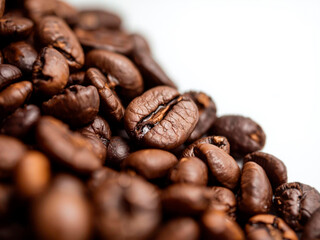 Close up of roasted coffee beans created with Generative AI