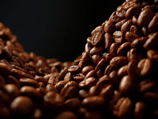 Close up of roasted coffee beans created with Generative AI