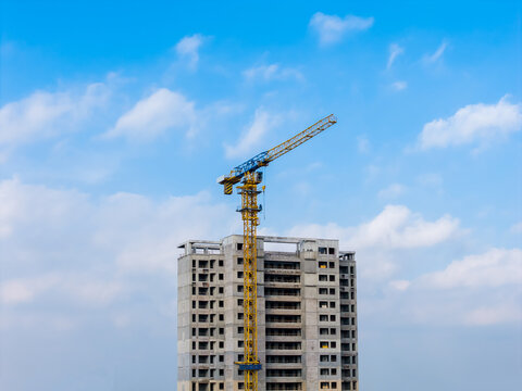 Tower Crane and Building Under Construction