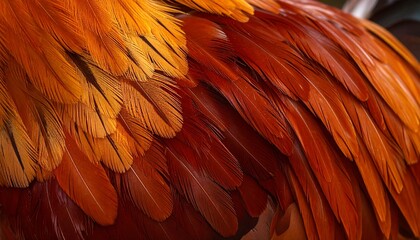 Close-up of vibrant chicken feathers