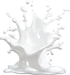 White Milk Splash with Droplets and Waves on White Background liquid fluid