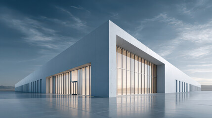 Obraz premium Architectural Beauty: A minimalist structure with clean lines and geometric angles, bathed in natural light, embodies modern design and architectural elegance. 