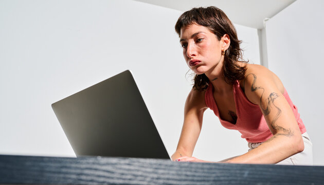 Focused and overwhelmed exhales at work