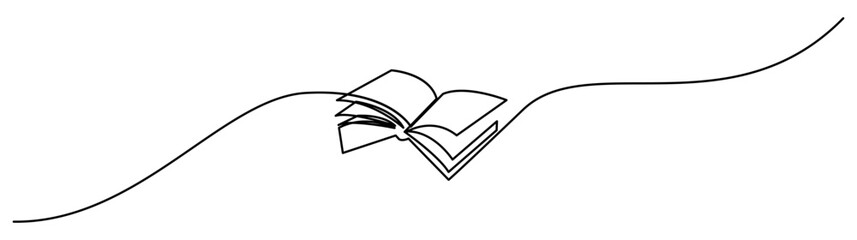 Open Book Continuous Line Drawing Illustration
