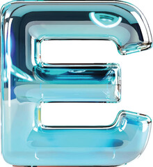 3D Rendered Blue Glass Number Three with Reflective Surface numeral digit