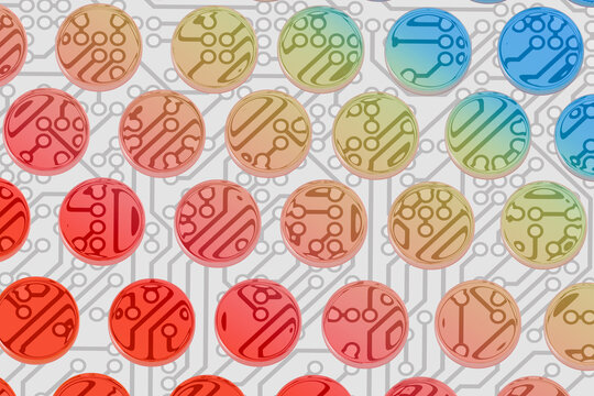 Colorful Circuit Board Patterns Create Vibrant Abstract Artwork