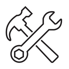 Hand holds a spanner and wrench vector icon set illustration on white background. spanner and wrench logo art work.