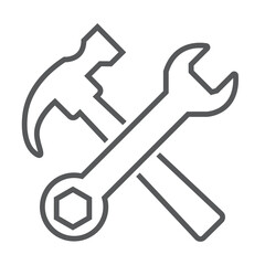 Hand holds a spanner and wrench vector icon set illustration on white background. spanner and wrench logo art work.