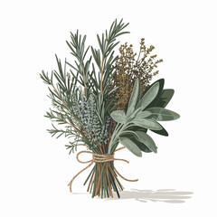 Fototapeta premium Rustic Herb Bouquet Vector Illustration