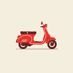 Obraz premium Classic vintage red scooter motorcycle side view isolated on a light background