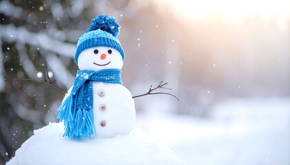 Obraz premium Snowman in snowy forest