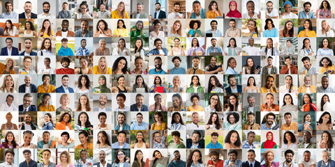 A vibrant collection of joyful faces showcases the diversity of people from various backgrounds....