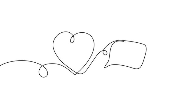 Minimalistic one line animation of a speech bubble icon. Ideal for communication, messaging, and online conversation concepts. Clean and modern design suitable for digital interfaces and UI UX video