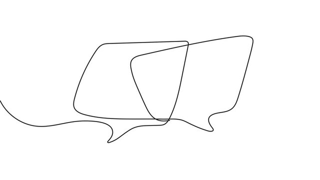 Minimalistic one line animation of a speech bubble icon. Ideal for communication, messaging, and online conversation concepts. Clean and modern design suitable for digital interfaces and UI UX video