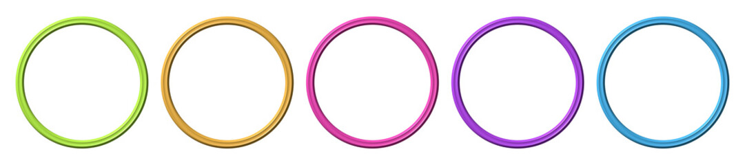f&uuml;nf bunte runde Bilderrahmen