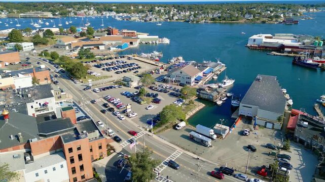 View of harbor in downtown Gloucester Massachusetts 