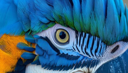 Close-up parrot head, vibrant colors