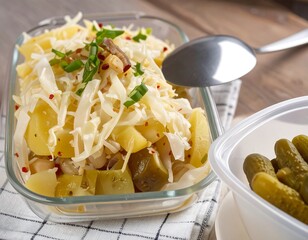 Baked potatoes with cheese and vegetables