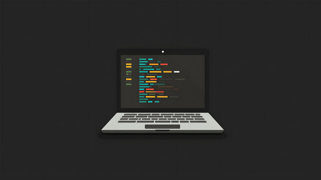 Open laptop computer displaying lines of programming code.
