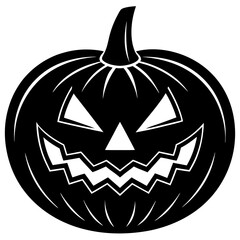Scary black and white jack o lantern silhouette for halloween celebration
