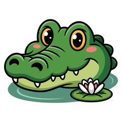 Cute crocodile avatar isolated in vector illustration, animal cartoon design perfect for kids visuals, fun character themes and playful artwork