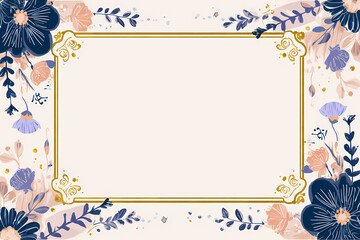 Whimsical Cartoon Wedding Invitation Design with Golden Background and Floral Accents for a Joyful Celebration