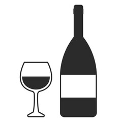 ワインのグラスとボトルのイラスト